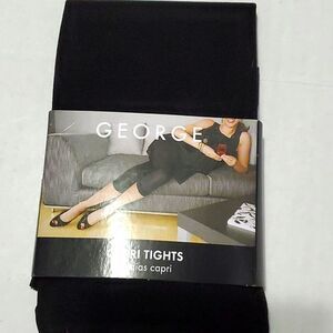 GEORGE Black Laced Romantic Emo Goth Capri Tights